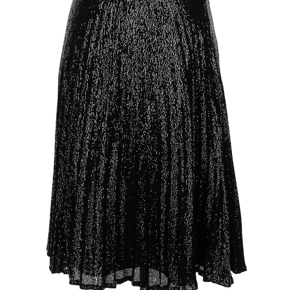 Joie Black Shimmering Pleated A-Line Skirt
